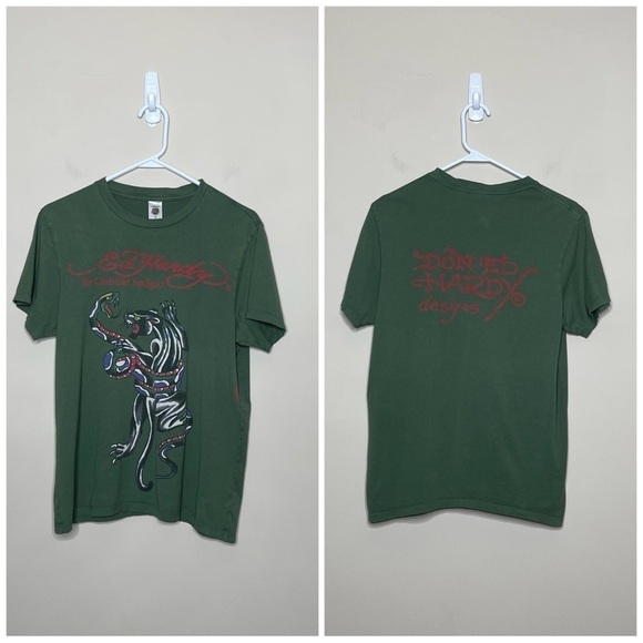 Vintage Y2K Ed Hardy Christian Audigier T Shirt Panther Snake American Tattoo - Picture 1 of 8